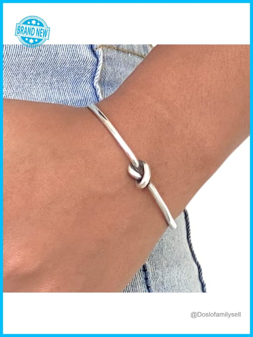 Handmade Sterling Silver Knot Cuff Bracelet Adjustable Minimalist Rustic